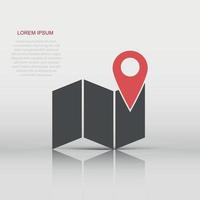 kaart pin icoon in vlak stijl. plaats GPS illustratie pictogram. bestemming teken bedrijf concept. vector