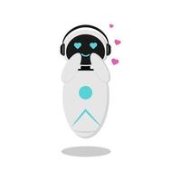 illustratie van een sticker met een robot in liefde. een robot met kunstmatig intelligentie- naar communiceren in een babbelen bot. de ontwerp is minimalistisch in vlak stijl. vector