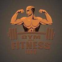 fitness logo man oranje grijze achtergrond vector