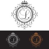 letter l. luxe logo sjabloon bloeit kalligrafische elegante ornament lijnen, vectorillustratie vector