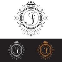 brief j. luxe logo sjabloon bloeit kalligrafische elegante ornament lijnen, vectorillustratie vector