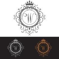 letter W. luxe logo sjabloon bloeit kalligrafische elegante ornament lijnen, vectorillustratie vector