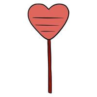 rood hart op een houten stokje. cartoon stijl. vector
