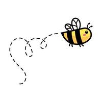 tekenfilm schattig weinig bij vliegend Aan de stippel lijn naar vind zoet honing vector