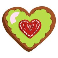 hartvormige chocolade. chocolade met glazuur. Valentijnsdag geschenk. lief cadeau. cartoon stijl. vector