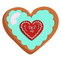 hartvormige chocolade. chocolade met glazuur. Valentijnsdag geschenk. lief cadeau. cartoon stijl. vector