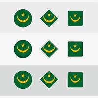 mauritania vlag pictogrammen set, vector vlag van Mauritanië.