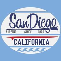 t-shirt afdrukken ontwerp, typografie graphics zomer vector illustratie badge applique label california san diego teken