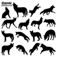 coyote silhouet vector illustratie set.