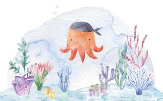 onderwater- illustratie met tekenfilm grappig vissen, kinderachtig geïsoleerd desin vector