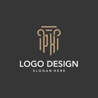 px logo monogram met pijler stijl ontwerp vector