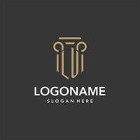 lu logo monogram met pijler stijl ontwerp vector