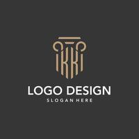 kk logo monogram met pijler stijl ontwerp vector