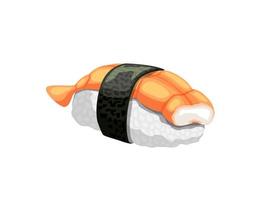 tekenfilm garnaal sushi, Japans zeevruchten nigiri vector