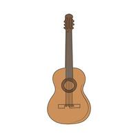 houten klassiek akoestisch gitaar. lijn kunst muziek- instrument. gekleurde hand- getrokken vector illustratie.