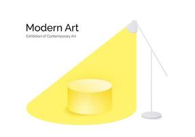 modern kunst. geel licht plek uitstralend van lamp mengen in tafereel. ontwerp hedendaags leeg podium. vector illustratie