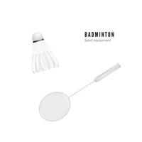 shuttle en racket. badminton - sport uitrusting bespotten omhoog. vector illustratie geïsoleerd Aan wit achtergrond