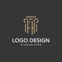 fk logo monogram met pijler stijl ontwerp vector