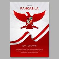 gelukkig Indonesisch pancasila dag juni 01e folder ontwerp met vlag en archipel illustratie vector