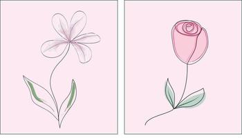 uit de vrije hand bloemen eenvoud roos en madeliefje vector