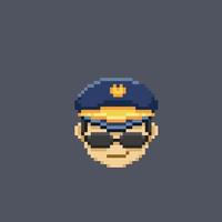 Politie hoofd vervelend zon bril in pixel kunst stijl vector