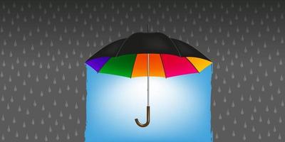 een magische paraplu verandert regen in mooi weer vector
