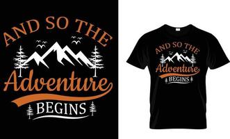 avontuur, berg, hiking, camping, typografie, vector t-shirt ontwerp