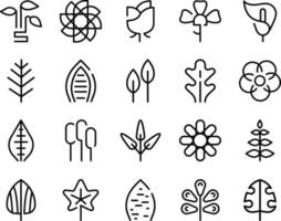 icoon bundel van planten bladeren met lijn esthetisch stijl vector