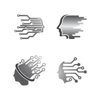digitaal abstract icoon menselijk hoofd tech logo vector