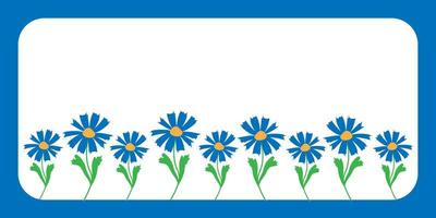 vector illustratie blauw wit kader met tekening korenbloemen gestileerde