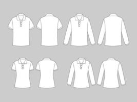 geschetst wit polo overhemd mockup voor Mens en vrouw vector