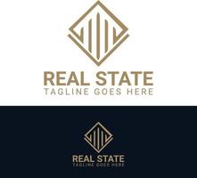 zwart en goud kleur zakelijke logo ontwerp voor echt landgoed met meetkundig vormen vector