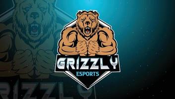 boos grizzly mascotte logo esports ontwerp sjabloon vector