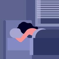 vrouw slapen in bed, vector beeld