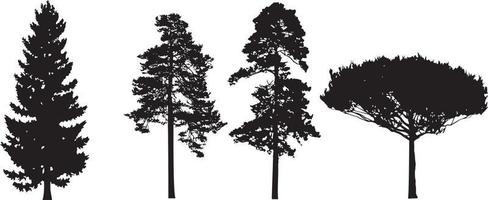 boom reeks van zwart silhouet vector Aan wit achtergrond, boom vector symbool
