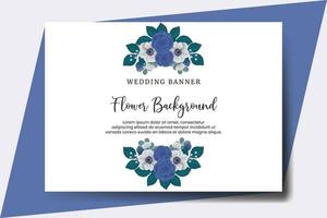 bruiloft banier bloem achtergrond, digitaal waterverf hand- getrokken blauw roos bloem ontwerp sjabloon vector