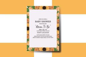 baby douche groet kaart zonnebloem ontwerp sjabloon vector