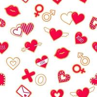 seanless patroon met peperkoekkoekjes met belettering liefde voor Valentijnsdag. vector