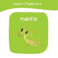 insect spel flashcards voor kinderen. leerzaam afdrukbare spel kaart met afbeeldingen gebruik makend van grappig insect dier voor kinderen. dieren met namen. dier kaart vocabulaire. vector illustratie.