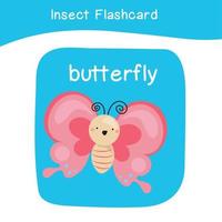 insect spel flashcards voor kinderen. leerzaam afdrukbare spel kaart met afbeeldingen gebruik makend van grappig insect dier voor kinderen. dieren met namen. dier kaart vocabulaire. vector illustratie.