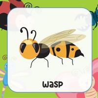 schattig dier geheugenkaart voor kinderen. leerzaam afdrukbare spel kaart met afbeeldingen gebruik makend van grappig insect dier voor kinderen. dieren met namen. dier kaart vocabulaire. vector illustratie.