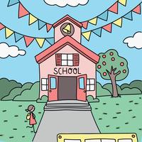 Kleurrijke Doodled van de eerste dag van school vector