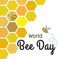 wereld bee dag banner sjabloon achtergrond met bijen op de honingraat. vector