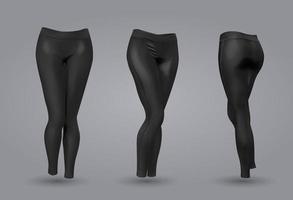 vrouwen zwarte legging mockup in voor- en achteraanzicht, geïsoleerd op een grijze achtergrond. 3D-realistische vectorillustratie vector