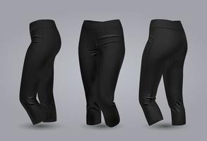 vrouwen zwarte legging mockup in voor- en achteraanzicht, geïsoleerd op een grijze achtergrond. 3D-realistische vectorillustratie vector