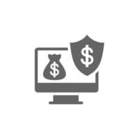 cryptogeld, digitaal portemonnee, e handel, online bank concept, online geld bescherming vector icoon illustratie