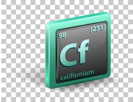californium scheikundig element chemisch symbool met atoomnummer en atoommassa vector