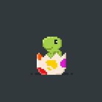 baby dinosaurus in pixel kunst stijl vector