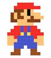 super Mario wereld spel elementen. pixel speelhal spel. vector redactioneel pictogrammen