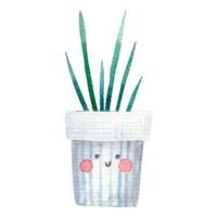 schattig bloem pot met gezicht, huis planten. schattig kinderachtig illustratie vector